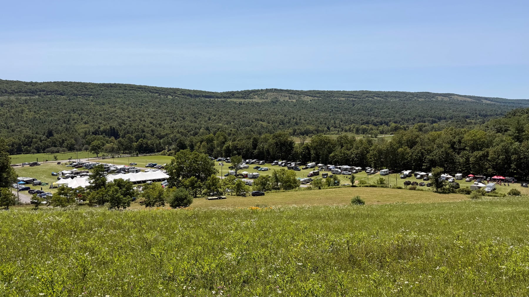 A first look back down at Motofest from the ridge.