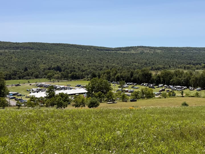 A first look back down at Motofest from the ridge.